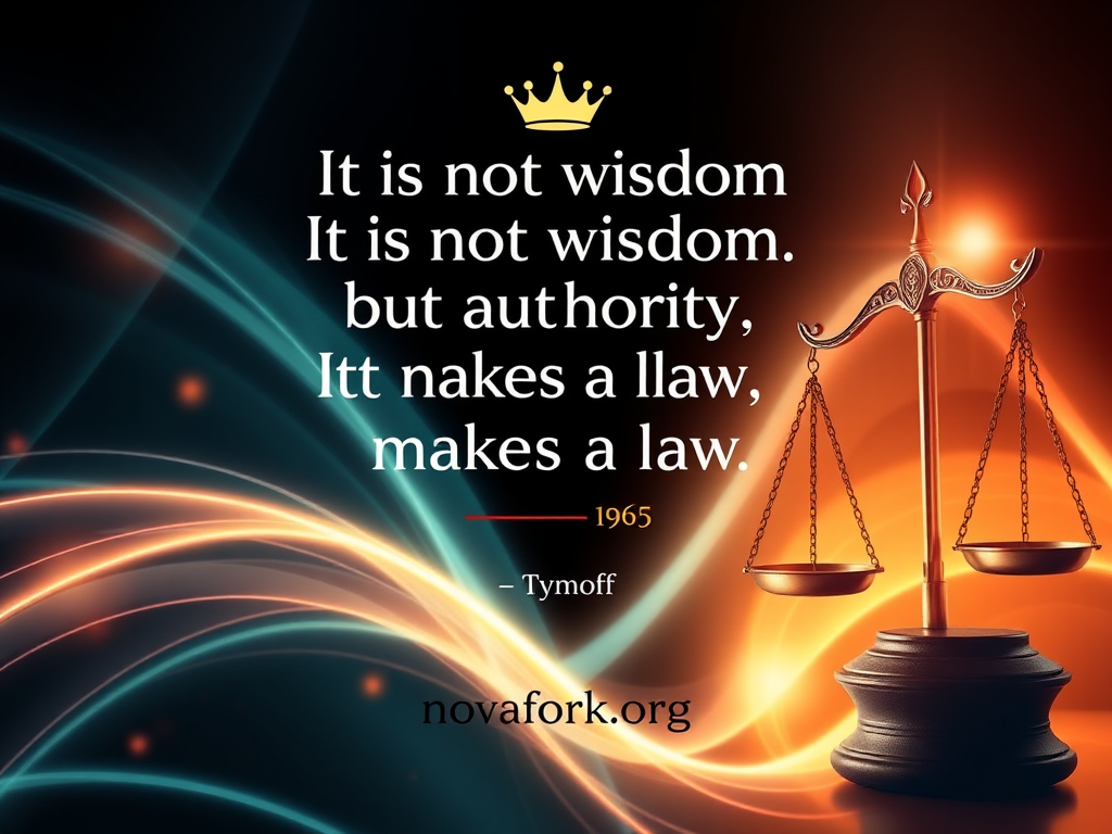 It is Not Wisdom but Authority that Makes a Law. t - Tymoff